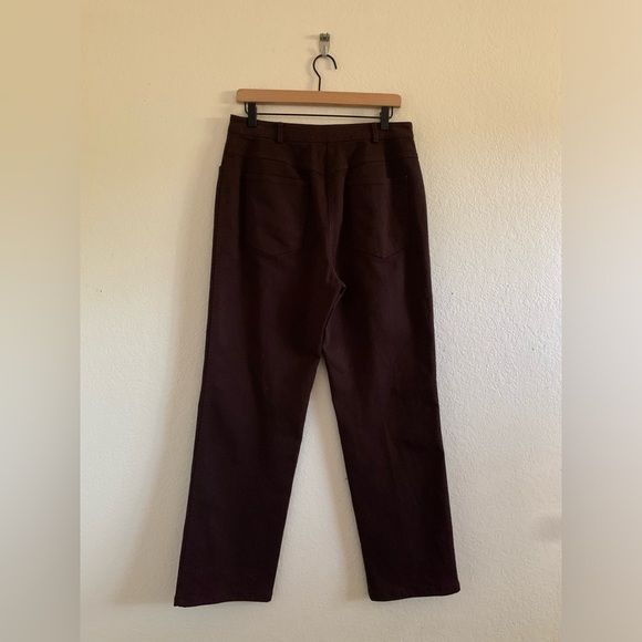 St. John Sport Womens Cotton Blend Straight Leg Pants Chocolate Brown Size 10 - Picture 2 of 10
